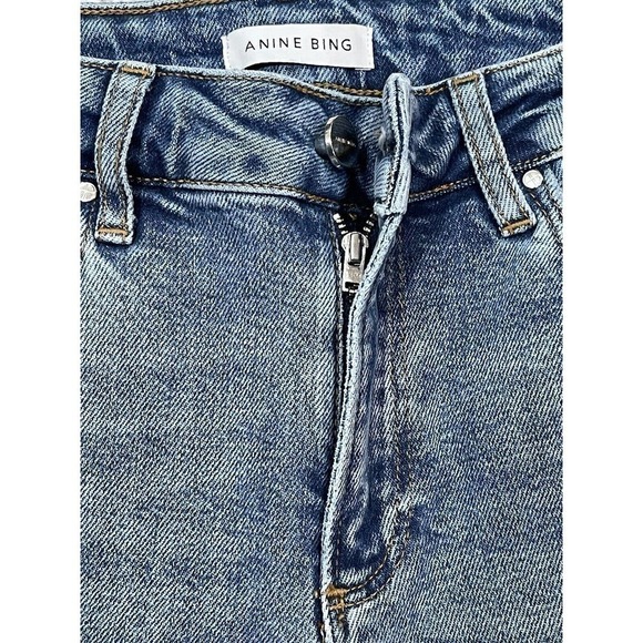 ANINE BING GABE MID RISE ANKLE SKINNY JEANS DESTRUCTED LIGHT INDIGO SZ-27 (B100) - Picture 9 of 12